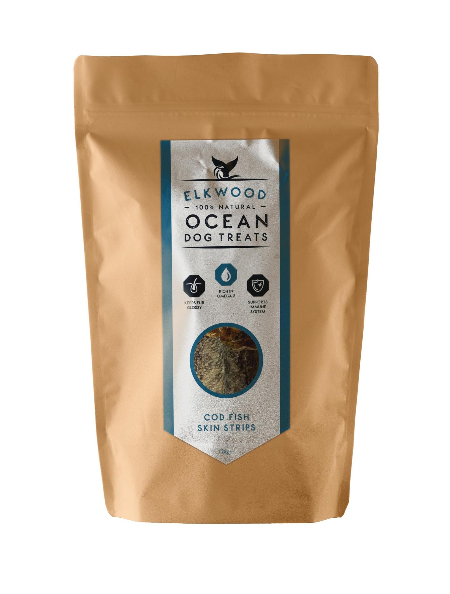 Elkwood Natural Cod Fish Skin Strips Dog Treats Image 1