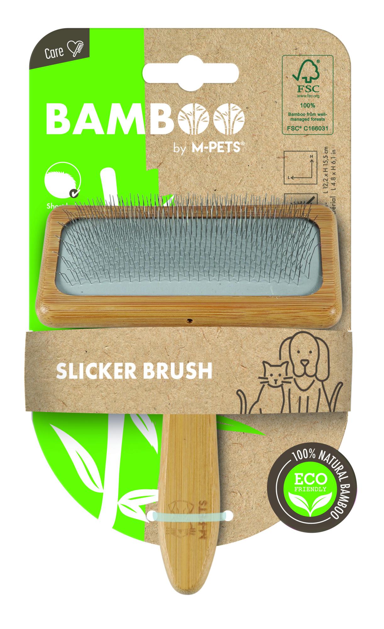 M-PETS Bamboo Slicker Brush - Large for Dogs and Cats Image 1