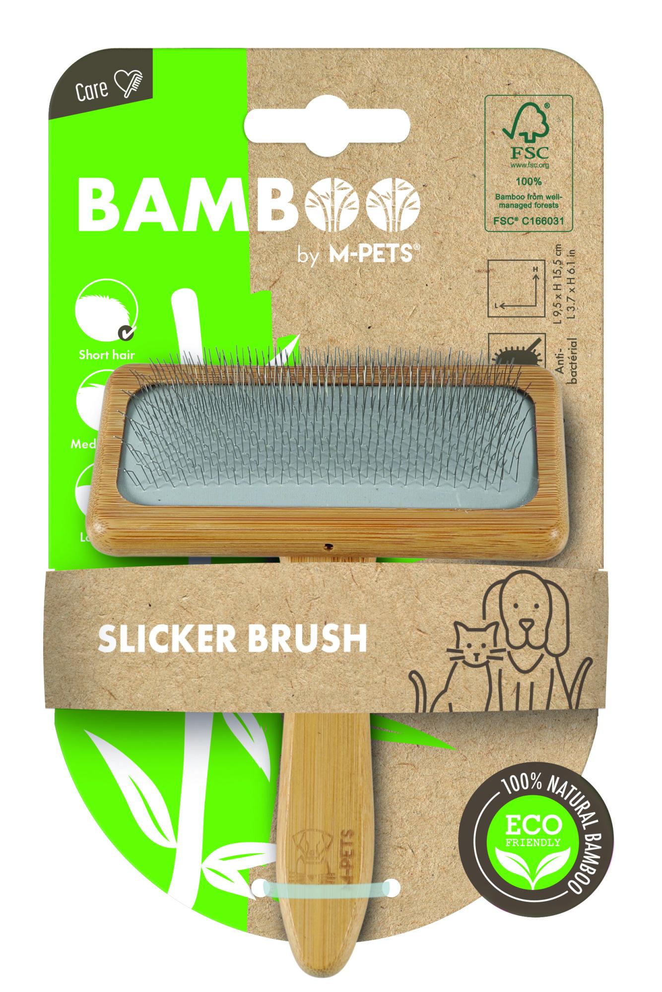 M-PETS Bamboo Slicker Brush - Medium for Dogs and Cats Image 1
