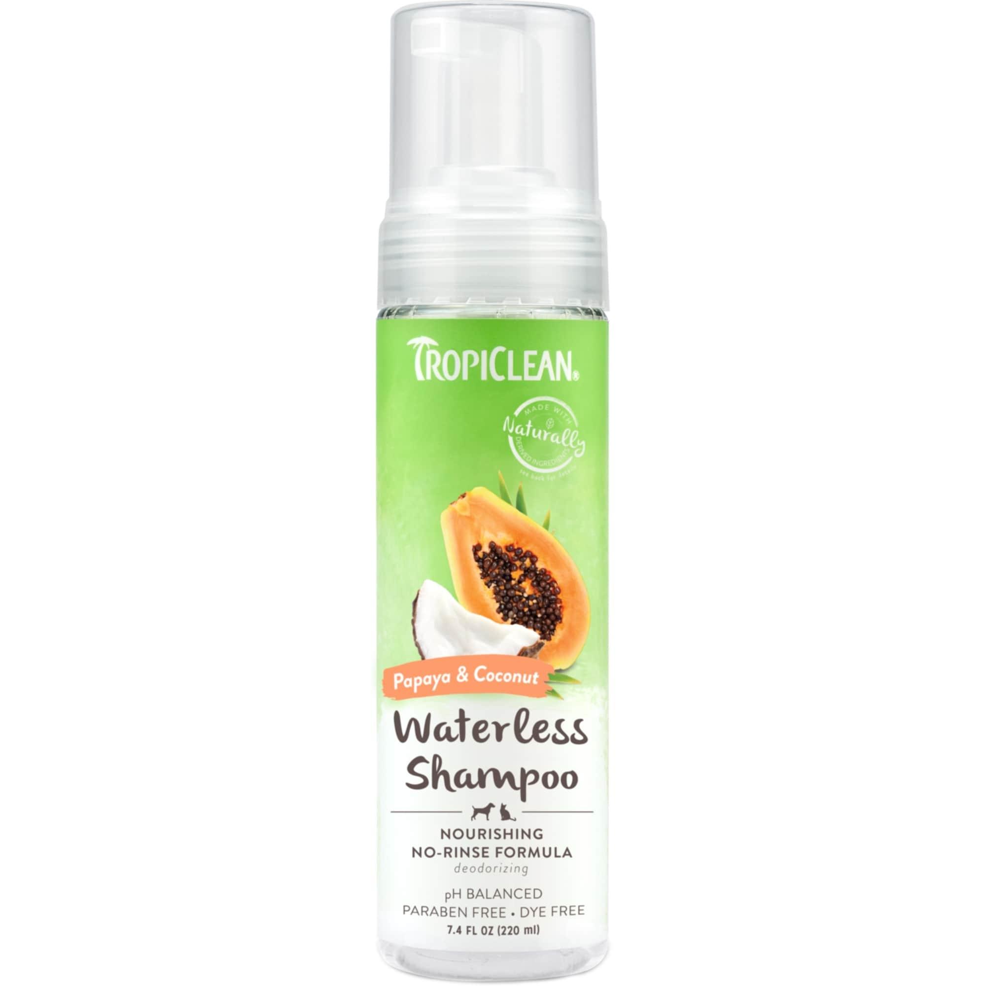 TropiClean Waterless Shampoo Papaya and Coconut for Dogs and Cats 220ml Image 1