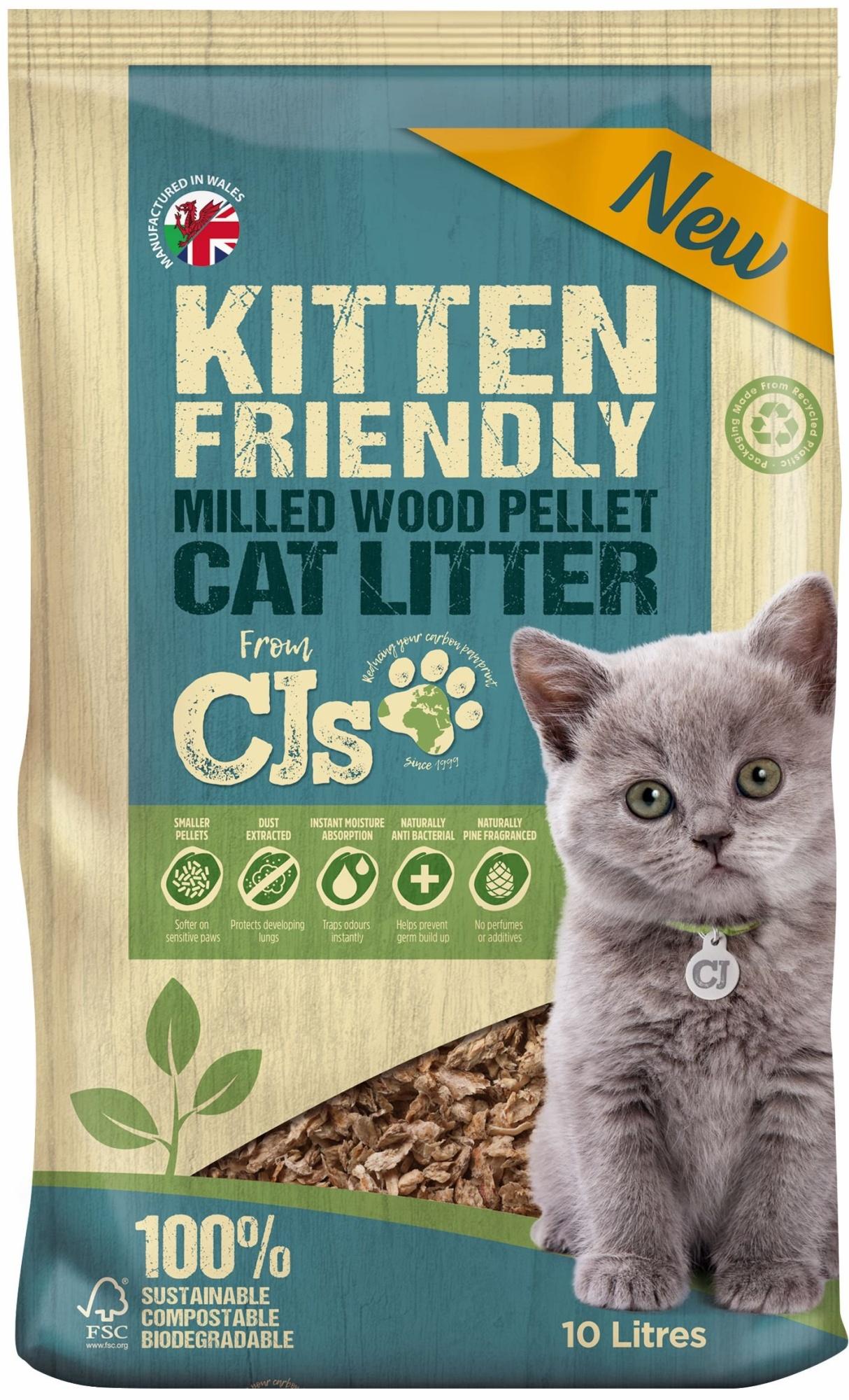 CJ's Kitten Friendly Milled Wood Pellet Cat Litter 10L Image 1