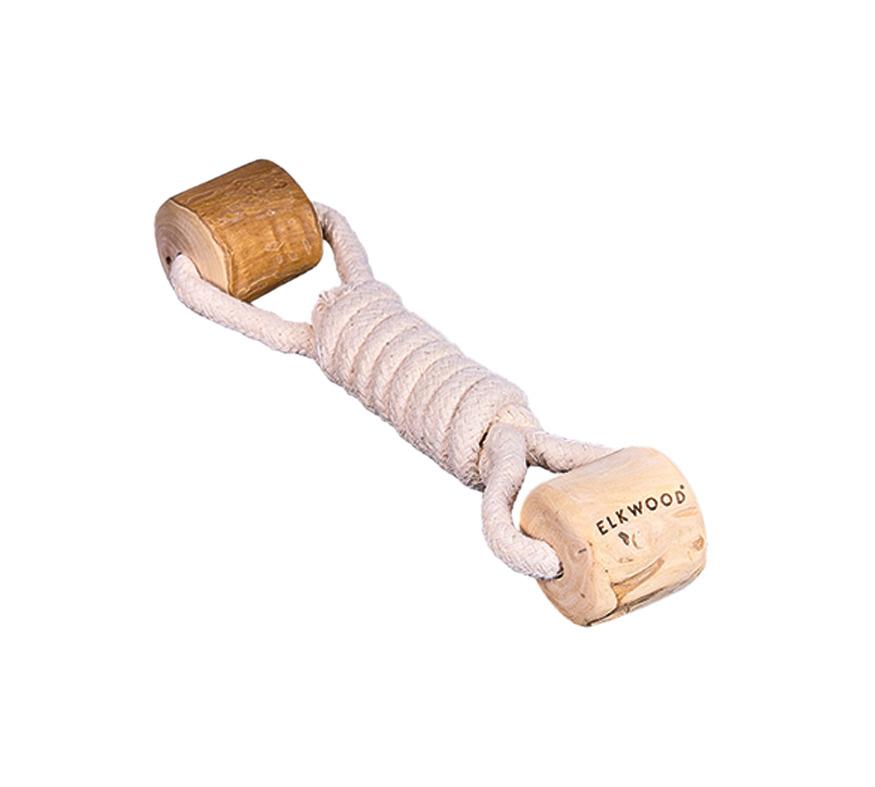 Elkwood Coffee Wood Dumbell Dog Toy Image 1