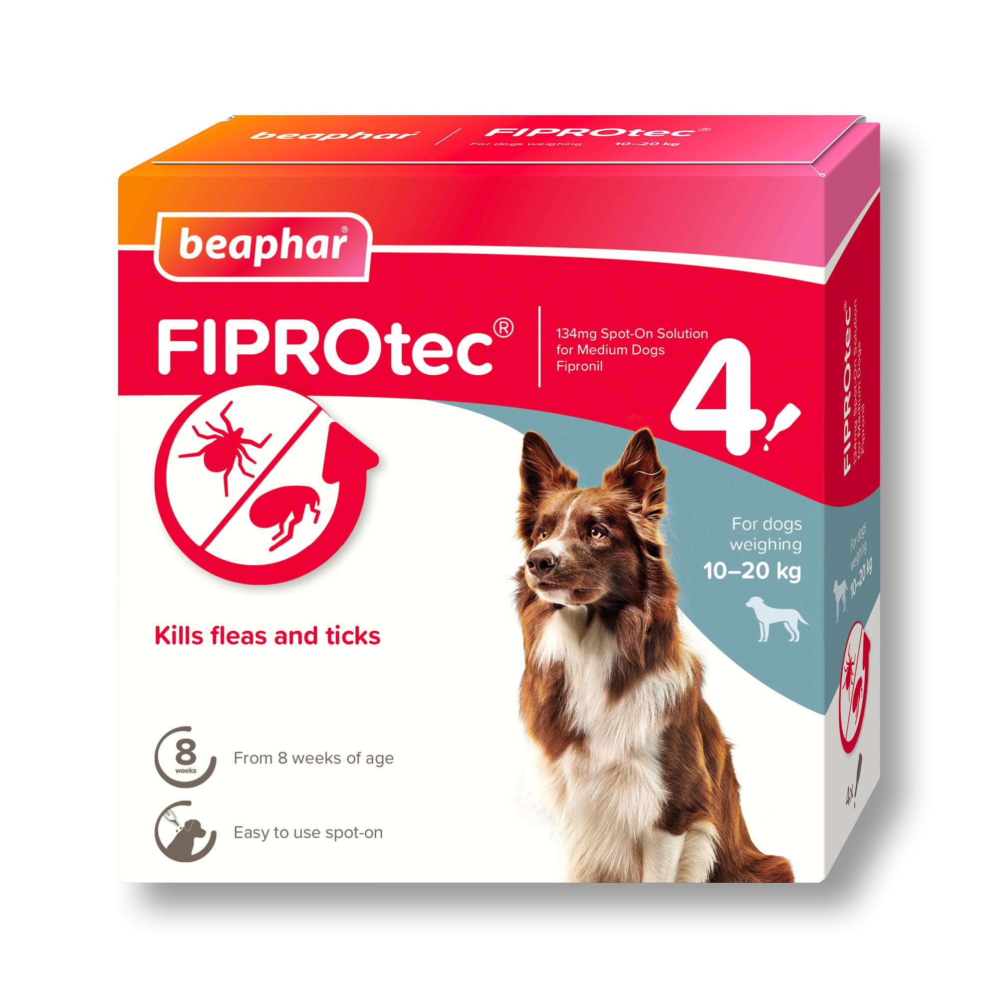Beaphar FIPROtec Spot-On for Medium Dogs 4 Pack Image 1