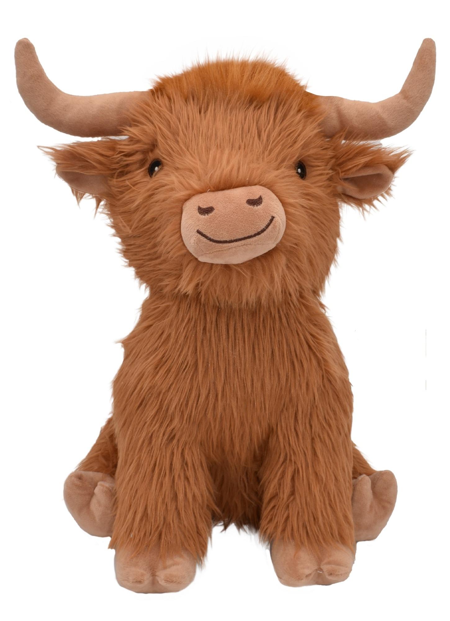 Happy Pet Highland Cow Shaggy Brown Dog Toy Image 1