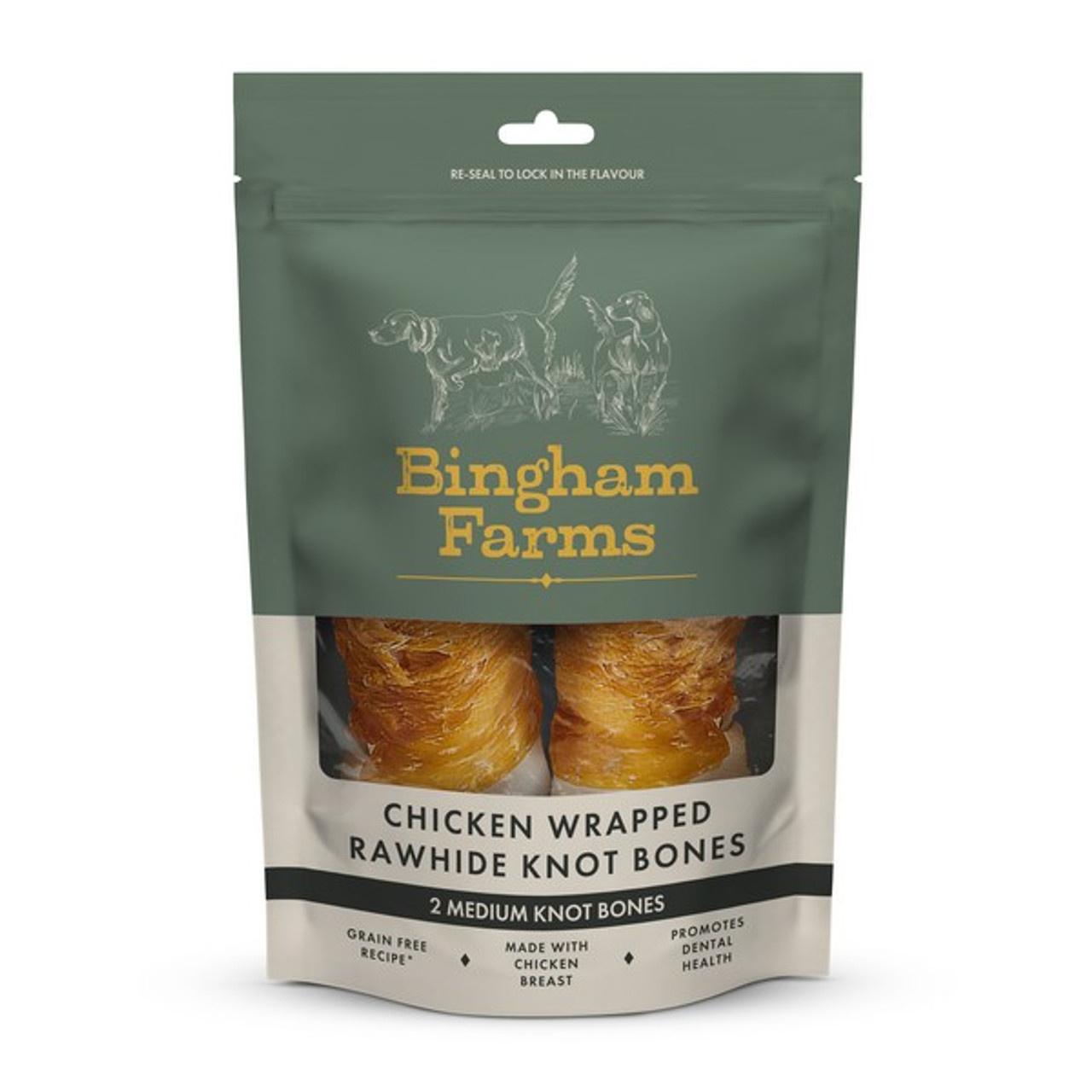 Bingham Farms Chicken Wrapped Rawhide Knot Bone for Dogs Image 1