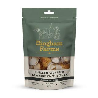 Bingham Farms Chicken Wrapped Rawhide Knot Bone for Dogs Image 1