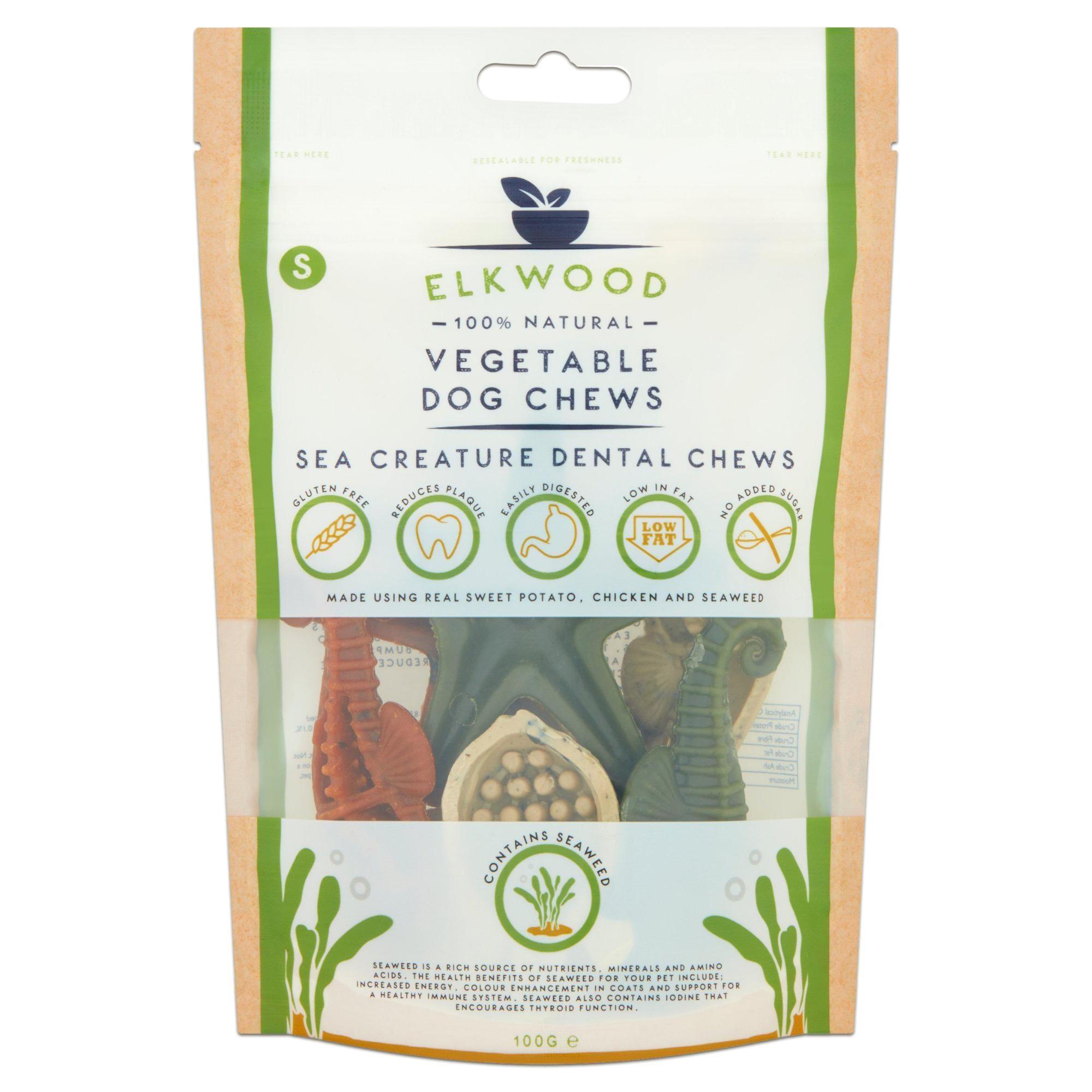 Elkwood Dental Dog Chews Vegetable Sea Creatures - Seaweed Large 4pc 200g Image 1