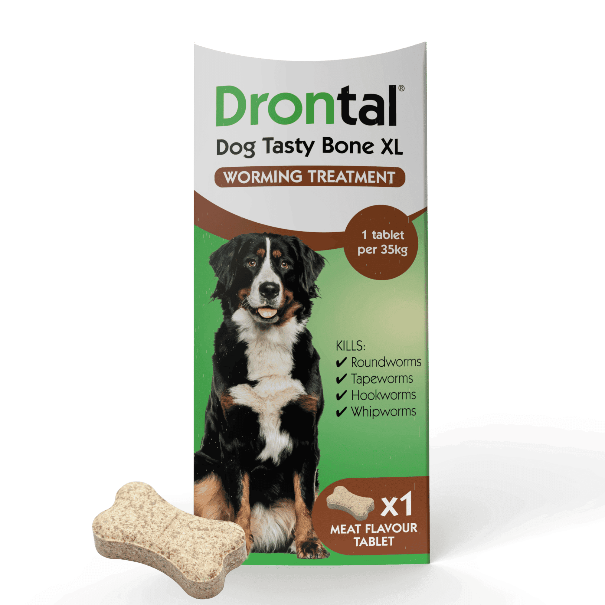 Drontal Tasty Bone XL Wormer Tablets for Dogs (Over 20kg) - Single tablet Image 1