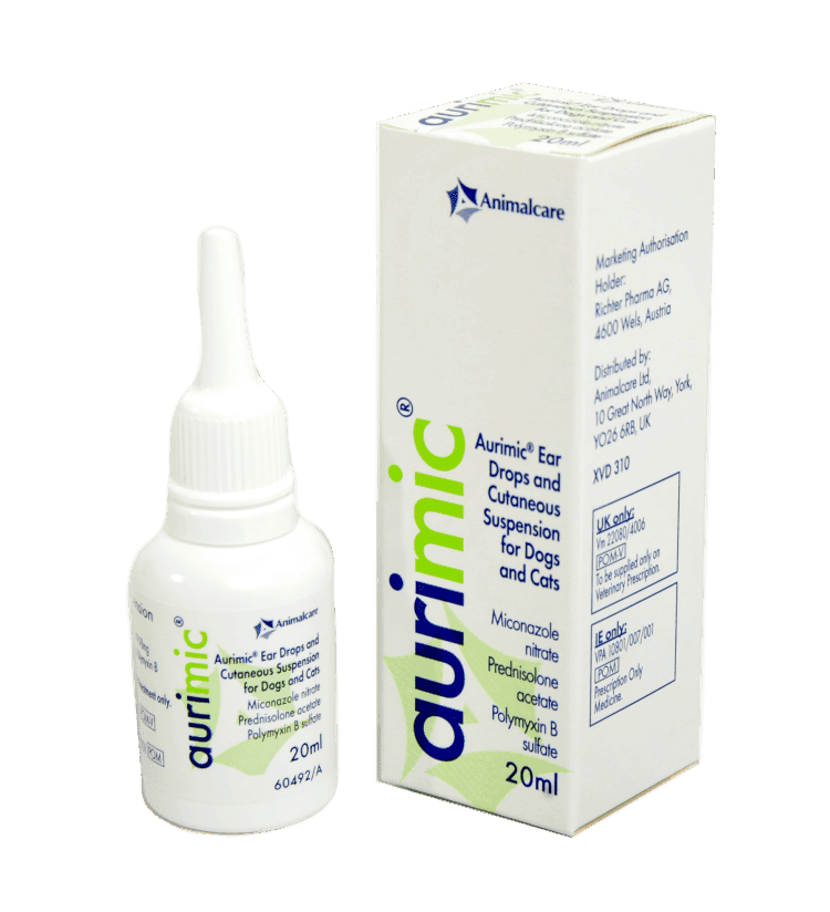 Aurimic Ear Drops and Cutaneous Suspension for Dogs and Cats - 20ml Bottle Image 1