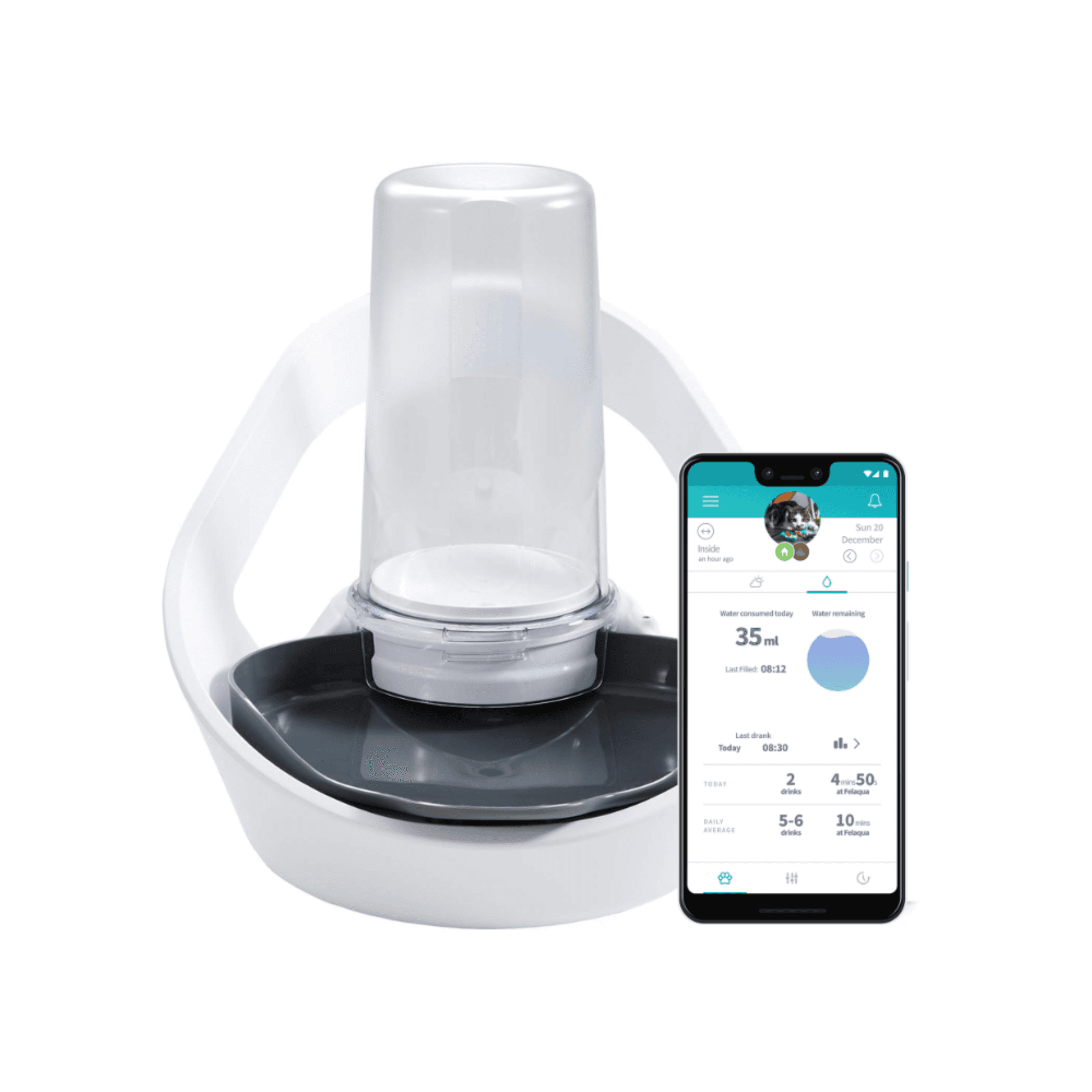 Sure Petcare Felaqua Connect Pet Water Bowl - White Image 1