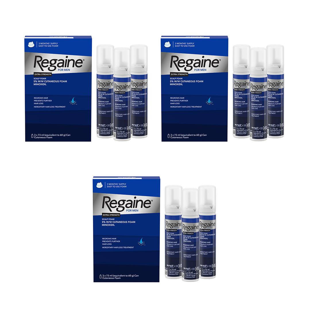 Regaine 5% Extra Strength Hair Regrowth Foam For Men - 3 Month Supply 3x73ml Bottle Image 1