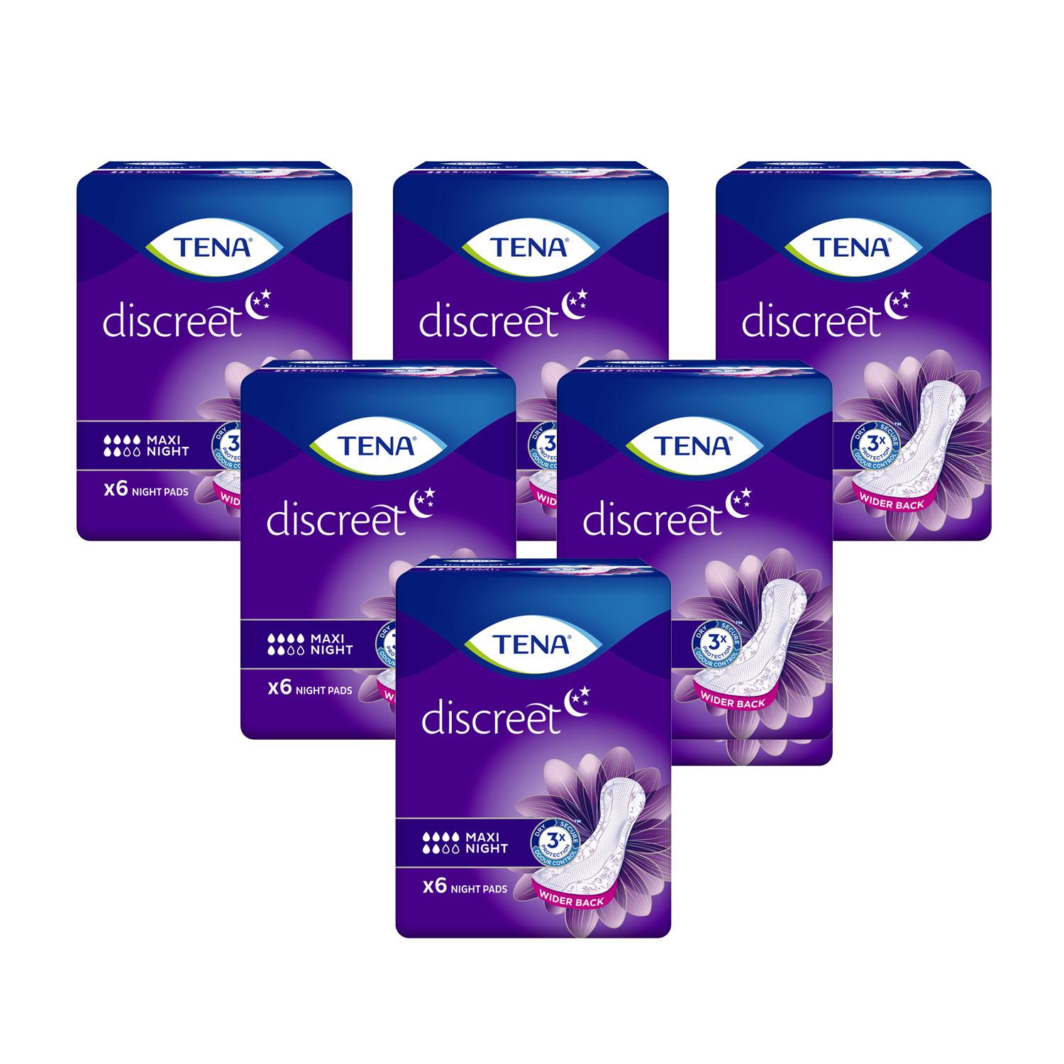 TENA Lady Maxi Night Incontinence Pads 6 Pack Image 1