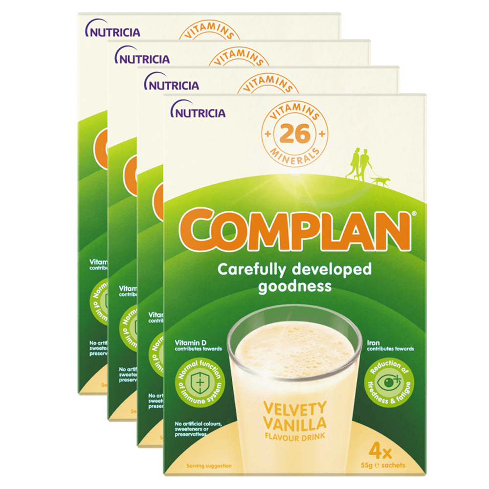 Complan Vanilla Nutritional Drink 4 x 55g Sachets Image 1