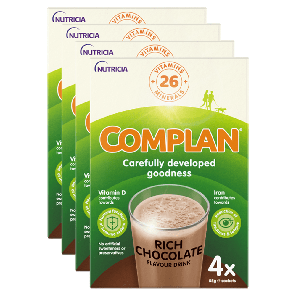 Complan Chocolate Nutritional Drink 4 x 55g Sachets Image 1