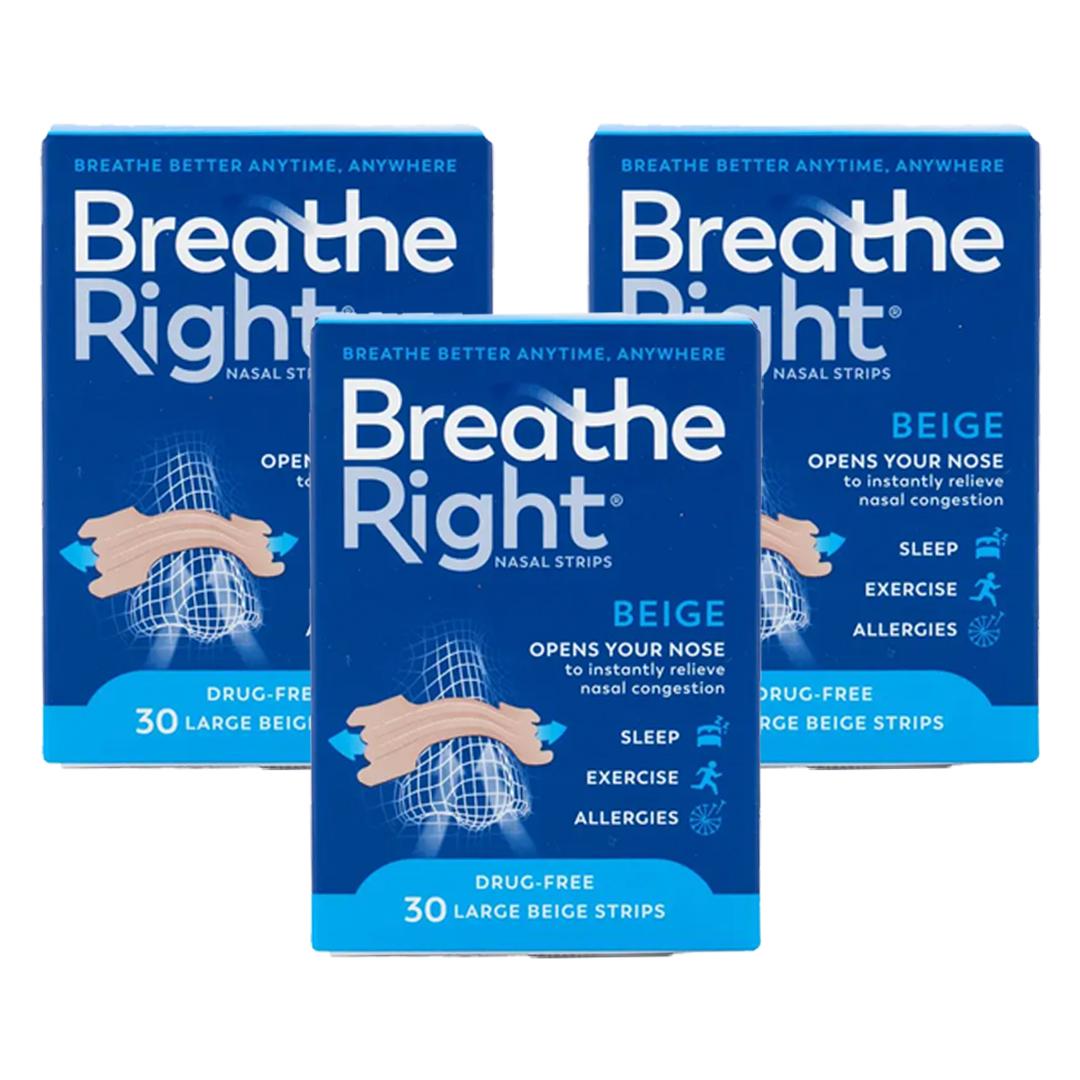 Breathe Right Congestion Relief Nasal Strips Beige Large 30 Strips Image 1