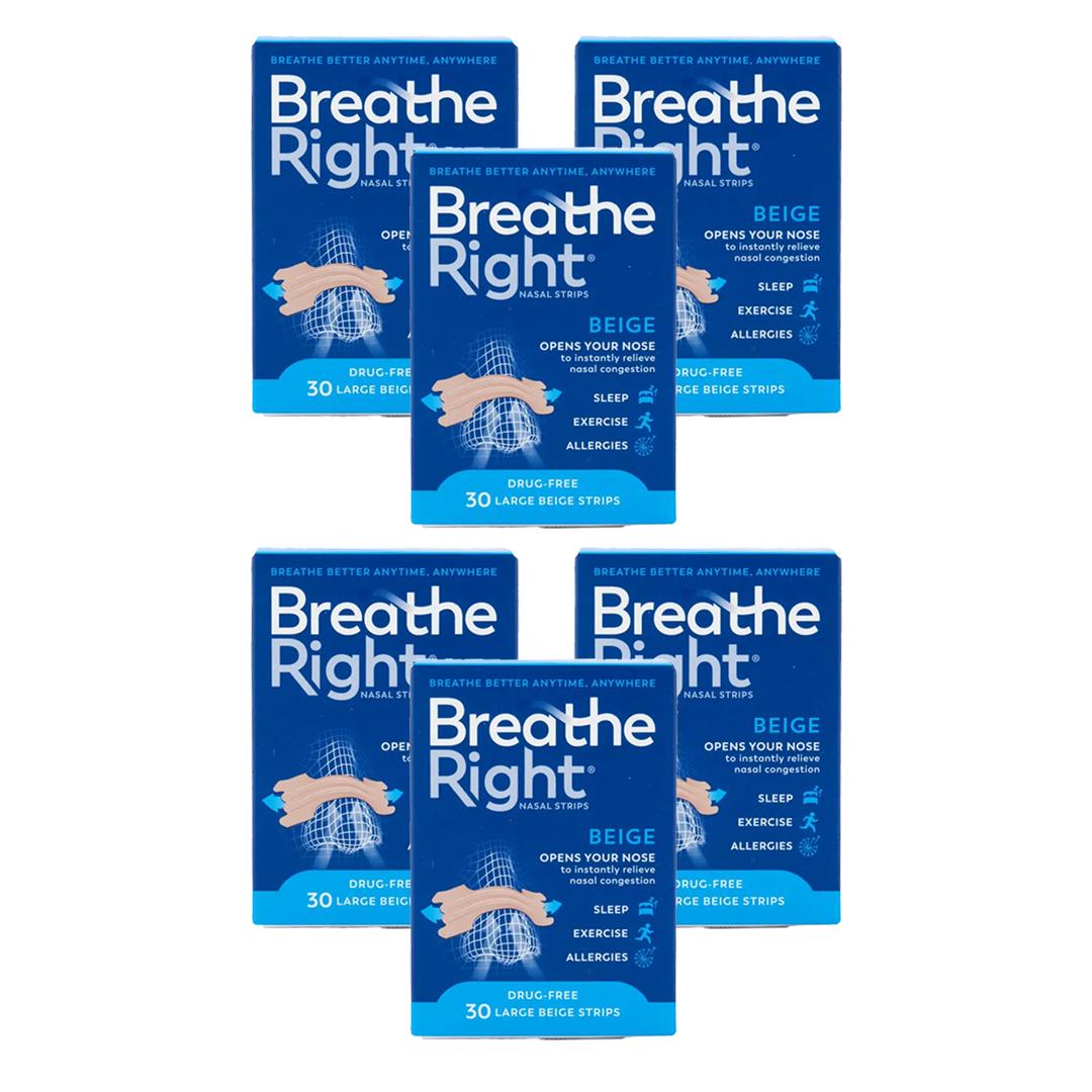 Breathe Right Congestion Relief Nasal Strips Beige Large 30 Strips Image 1