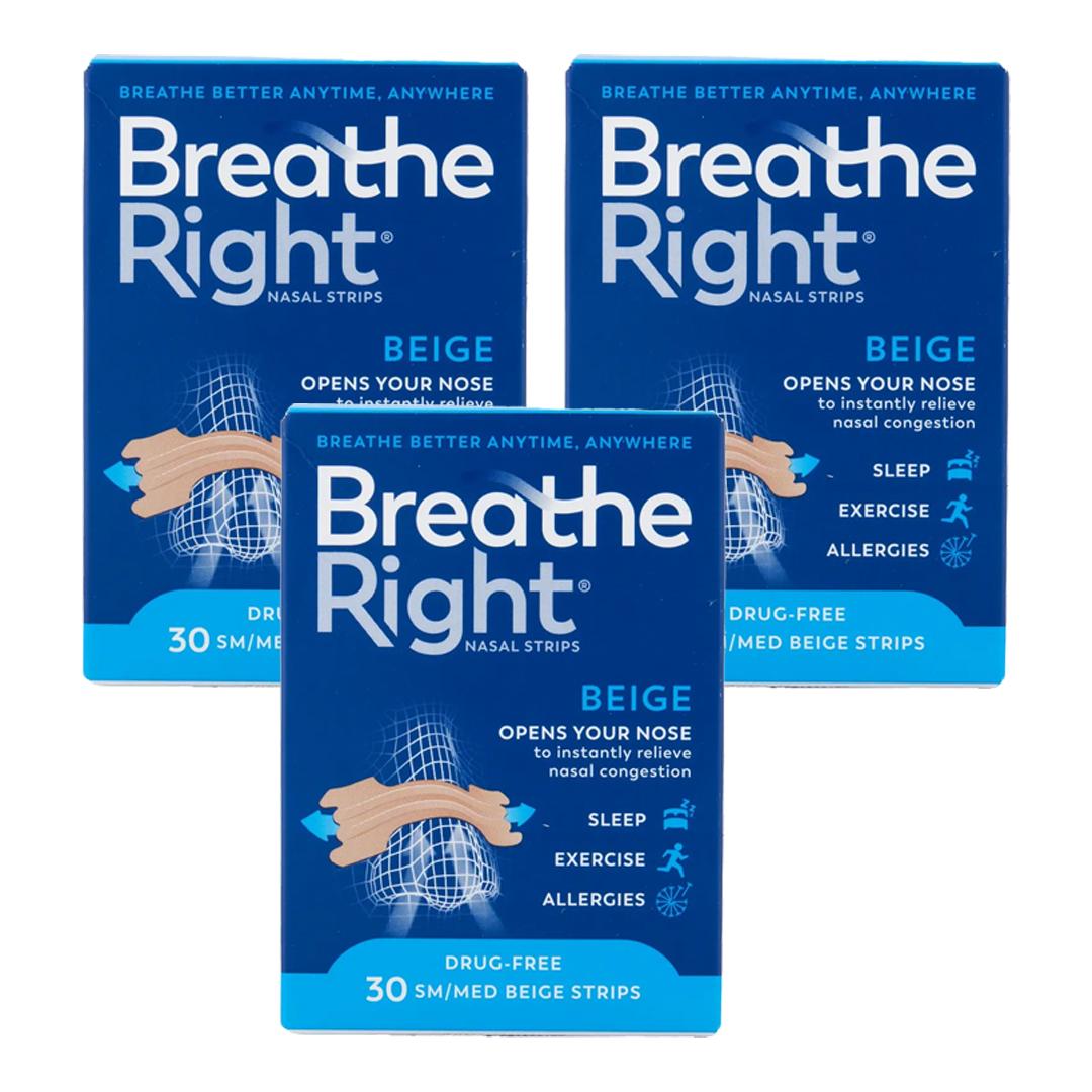 Breathe Right Congestion Relief Nasal Strips Beige Small/Medium 30 Strips Image 1