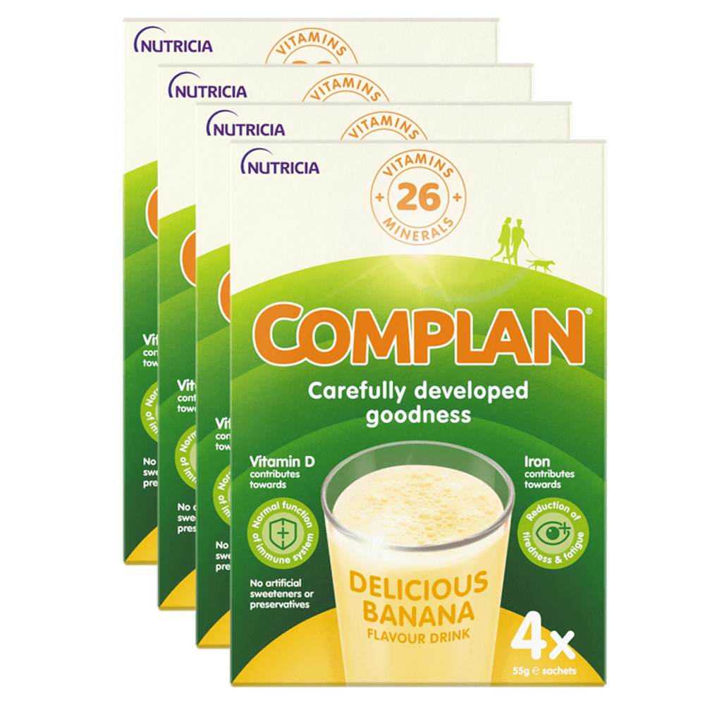 Complan Banana Nutritional Drink 4 x 55g Sachets Image 1