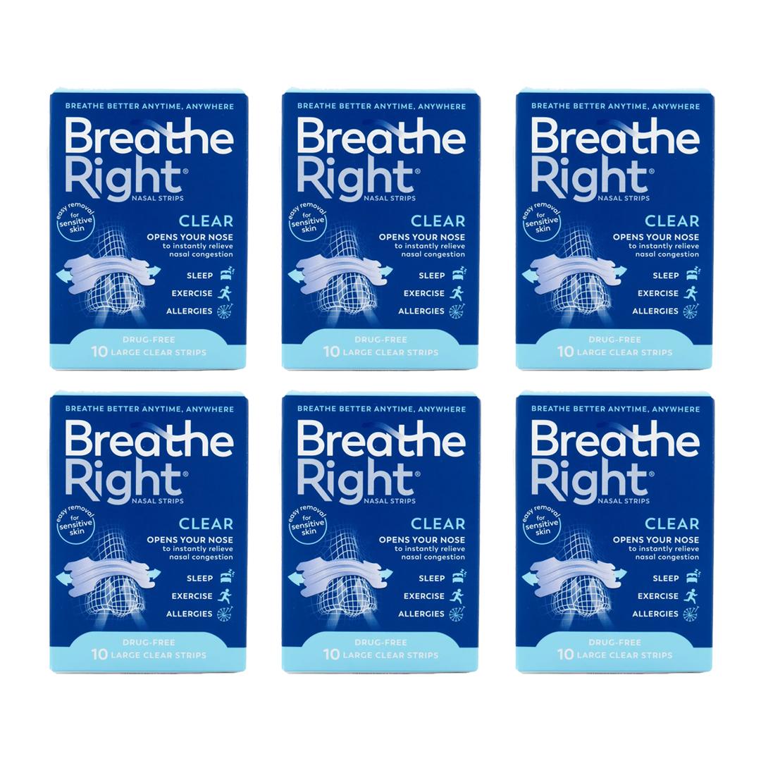 Breathe Right Congestion Relief Nasal Strips Clear Large 10 Strips Image 1