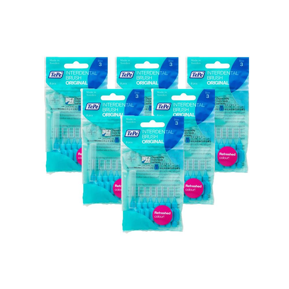 TePe Interdental Brushes Original Blue 8 x 0.6mm Brushes Image 1