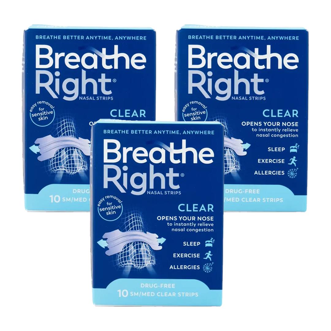Breathe Right Congestion Relief Nasal Strips Clear Small/Medium 10 Strips Image 1