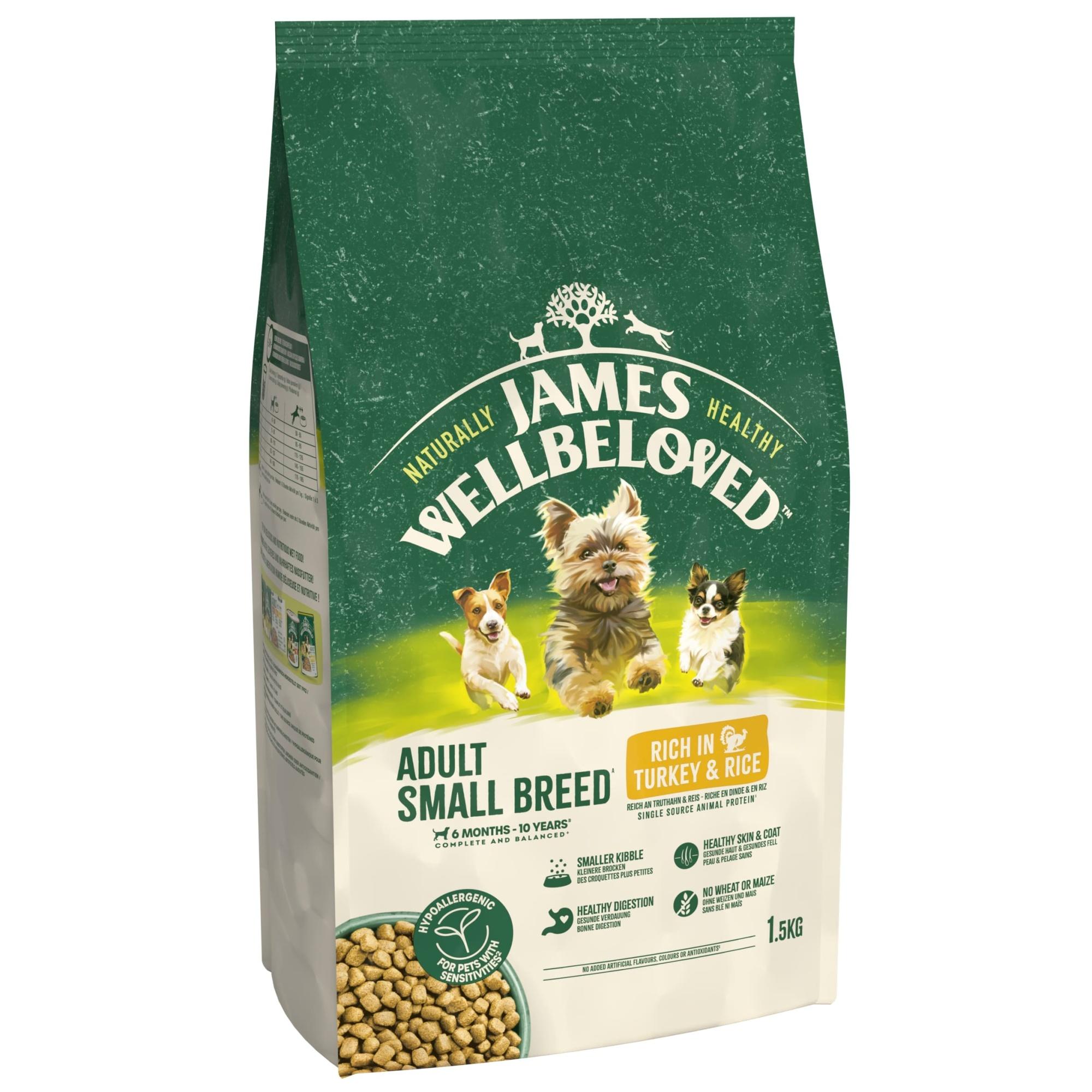 James Wellbeloved Dry Dog Adult Small Breed Turkey & Rice 1.5kg Image 1