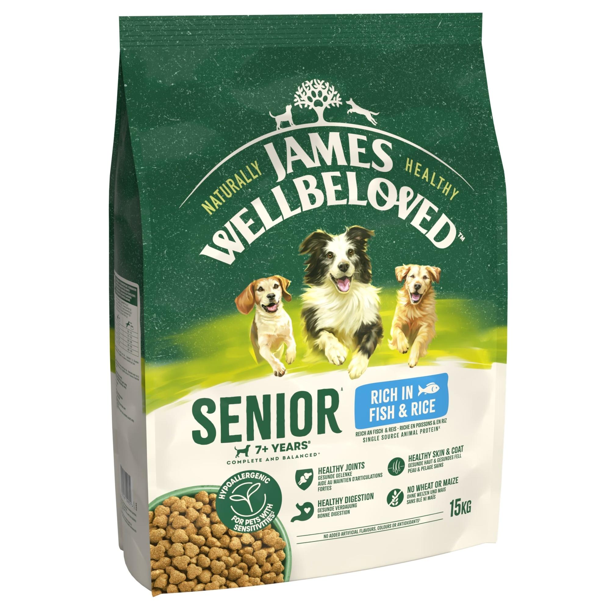 James Wellbeloved Dry Dog Senior Fish & Rice 15kg Image 1