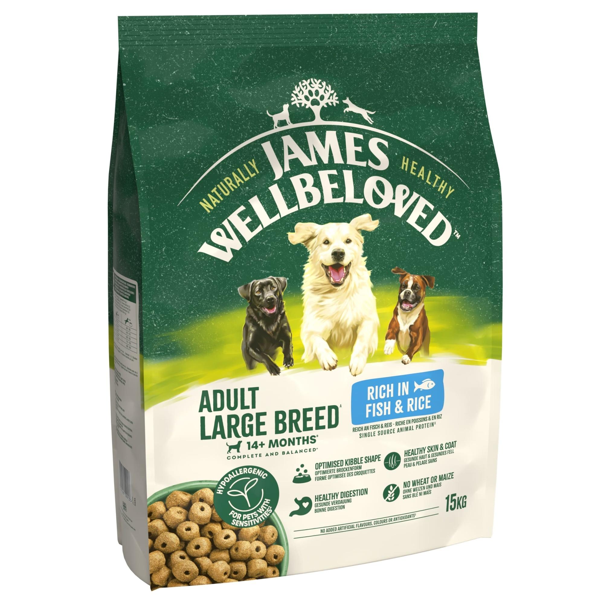 James Wellbeloved Dry Dog Adult Large Breed Fish & Rice 15kg Image 1