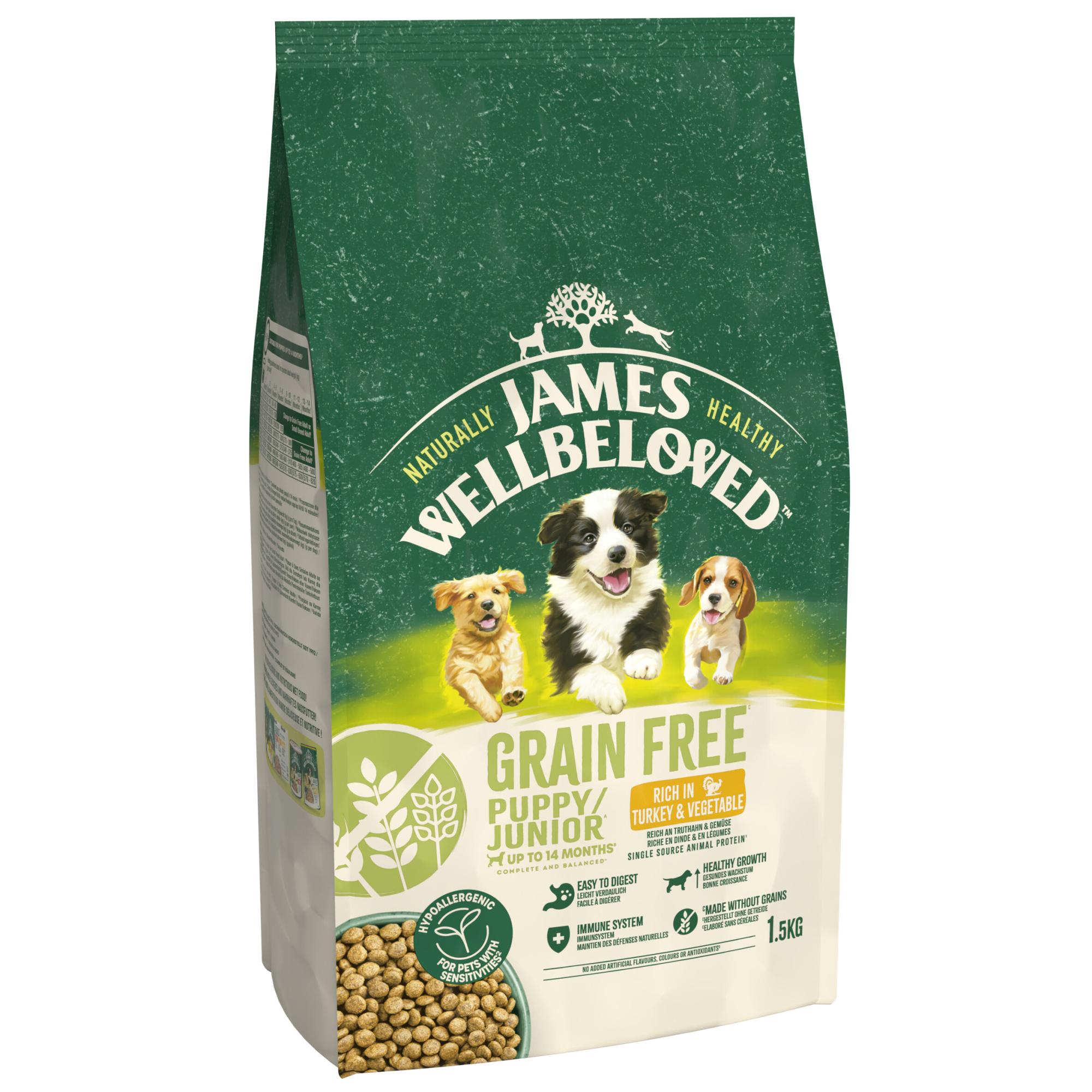 James Wellbeloved Dry Dog Grain Free Puppy / Junior Turkey & Veg 1.5kg Image 1