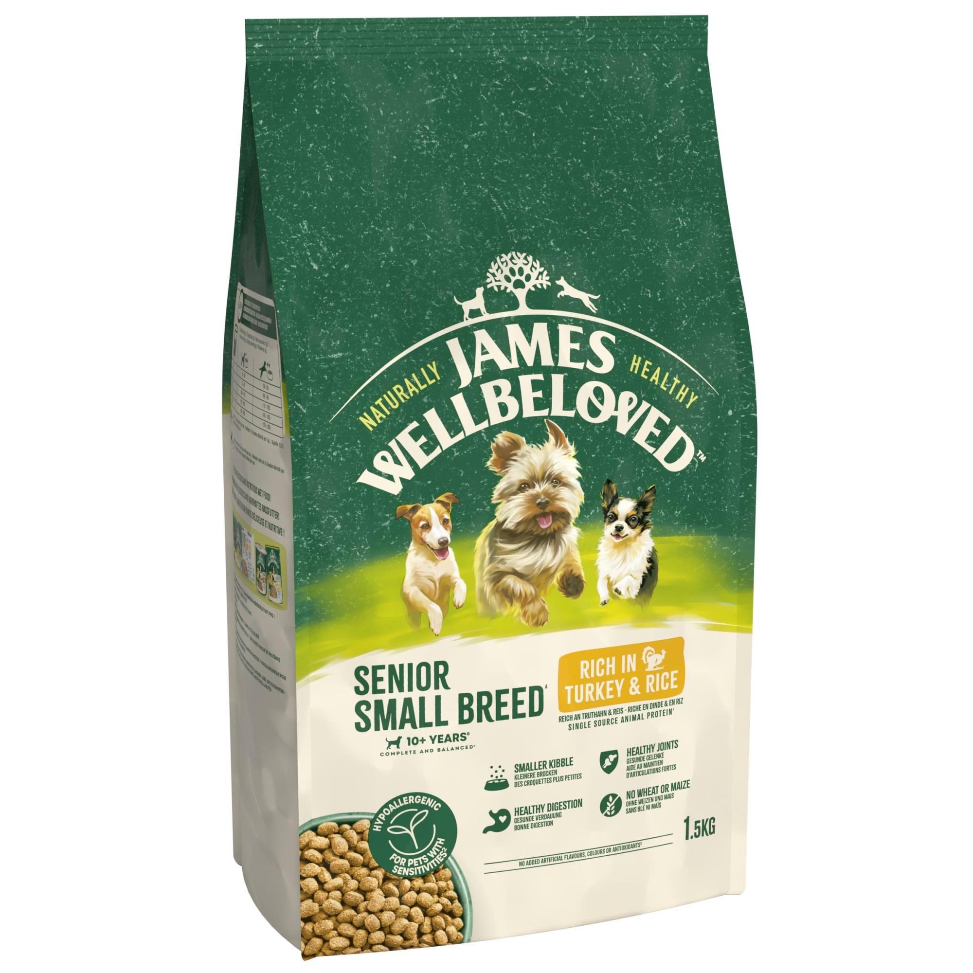 James Wellbeloved Dry Dog Senior Small Breed Turkey & Rice 1.5kg Image 1
