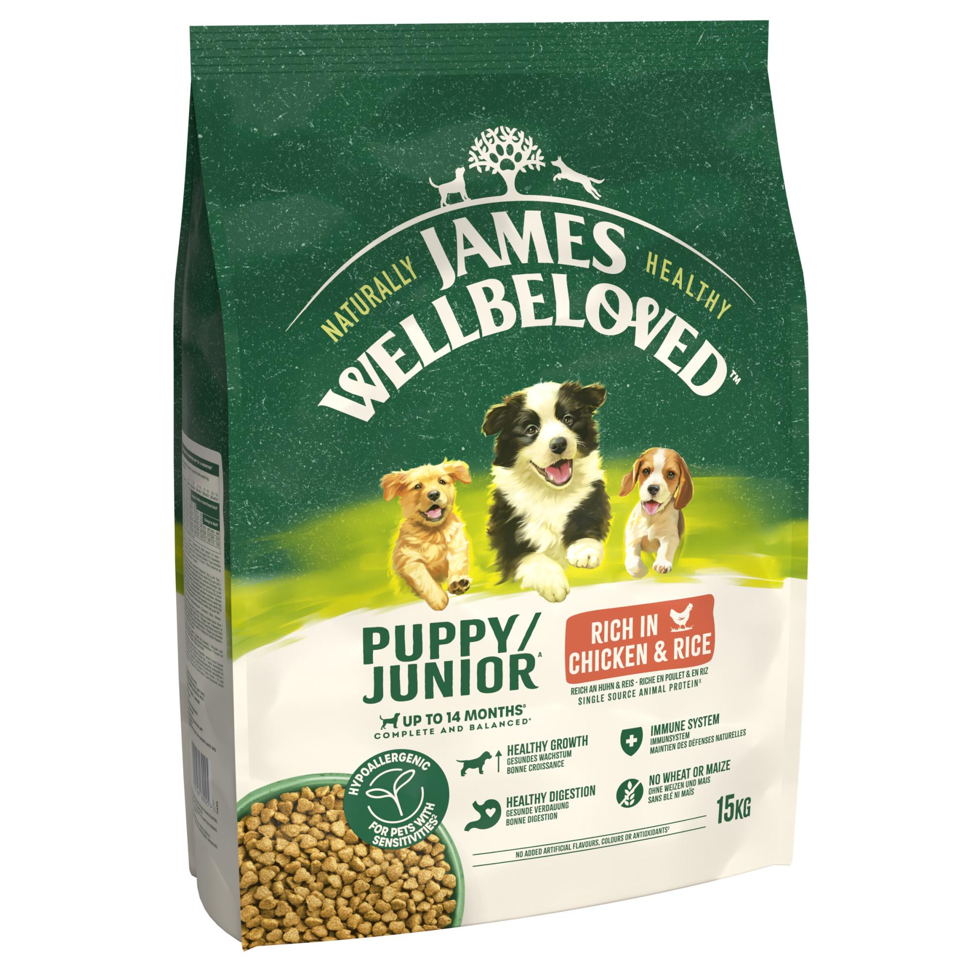James Wellbeloved Dry Dog Puppy Chicken & Rice 15kg Image 1