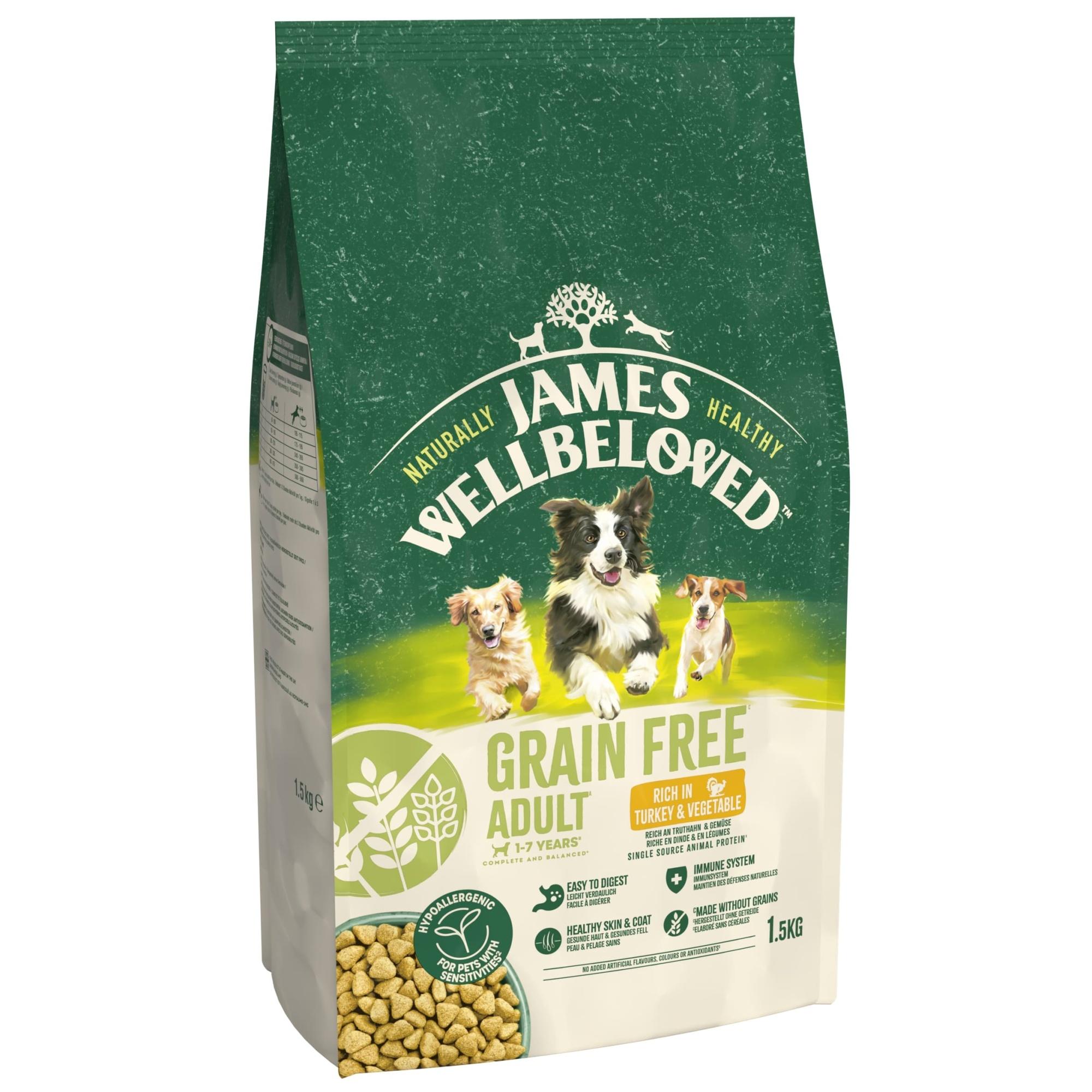 James Wellbeloved Dry Dog Grain Free Adult Turkey 1.5kg Image 1