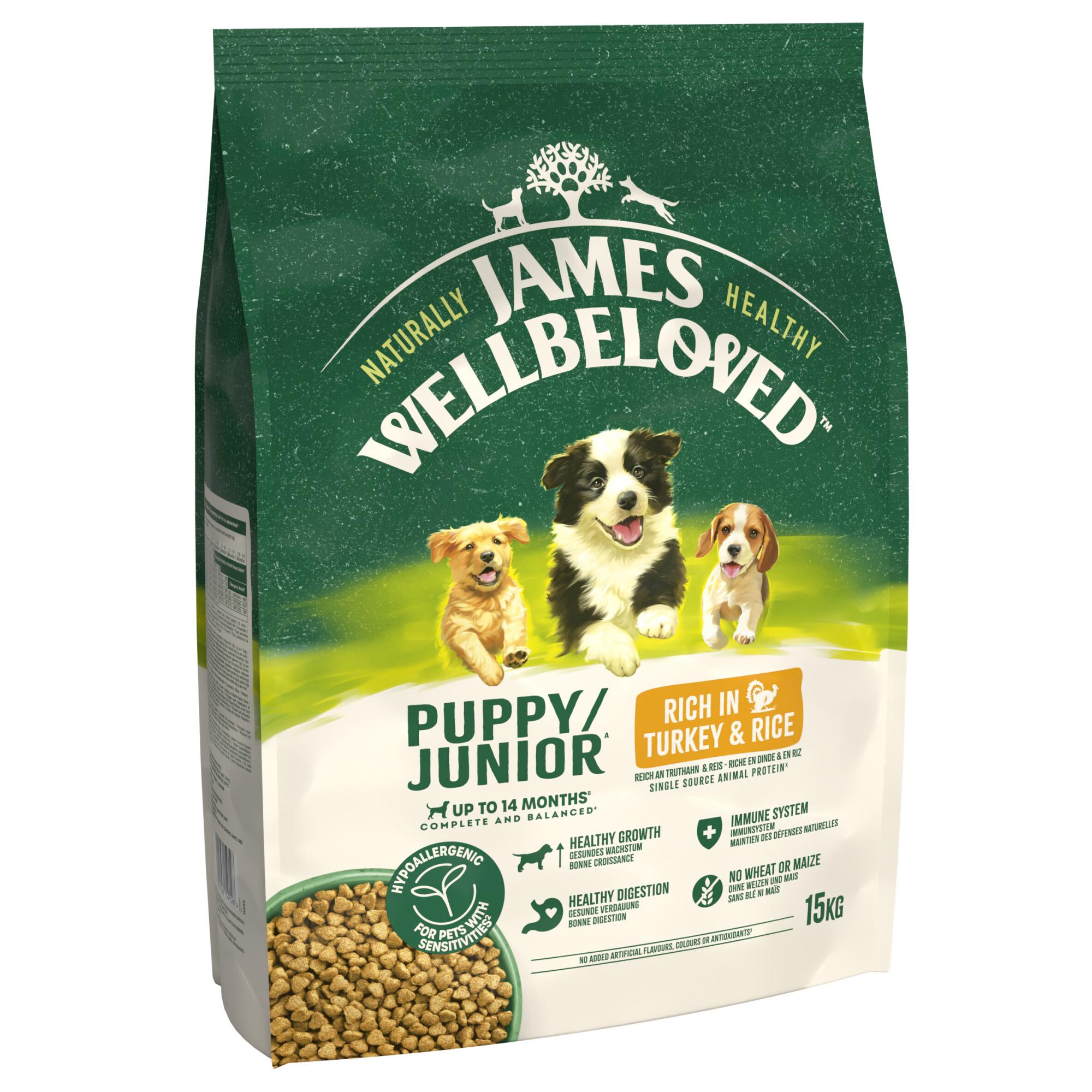 James Wellbeloved Dry Dog Puppy Turkey & Rice 15kg Image 1