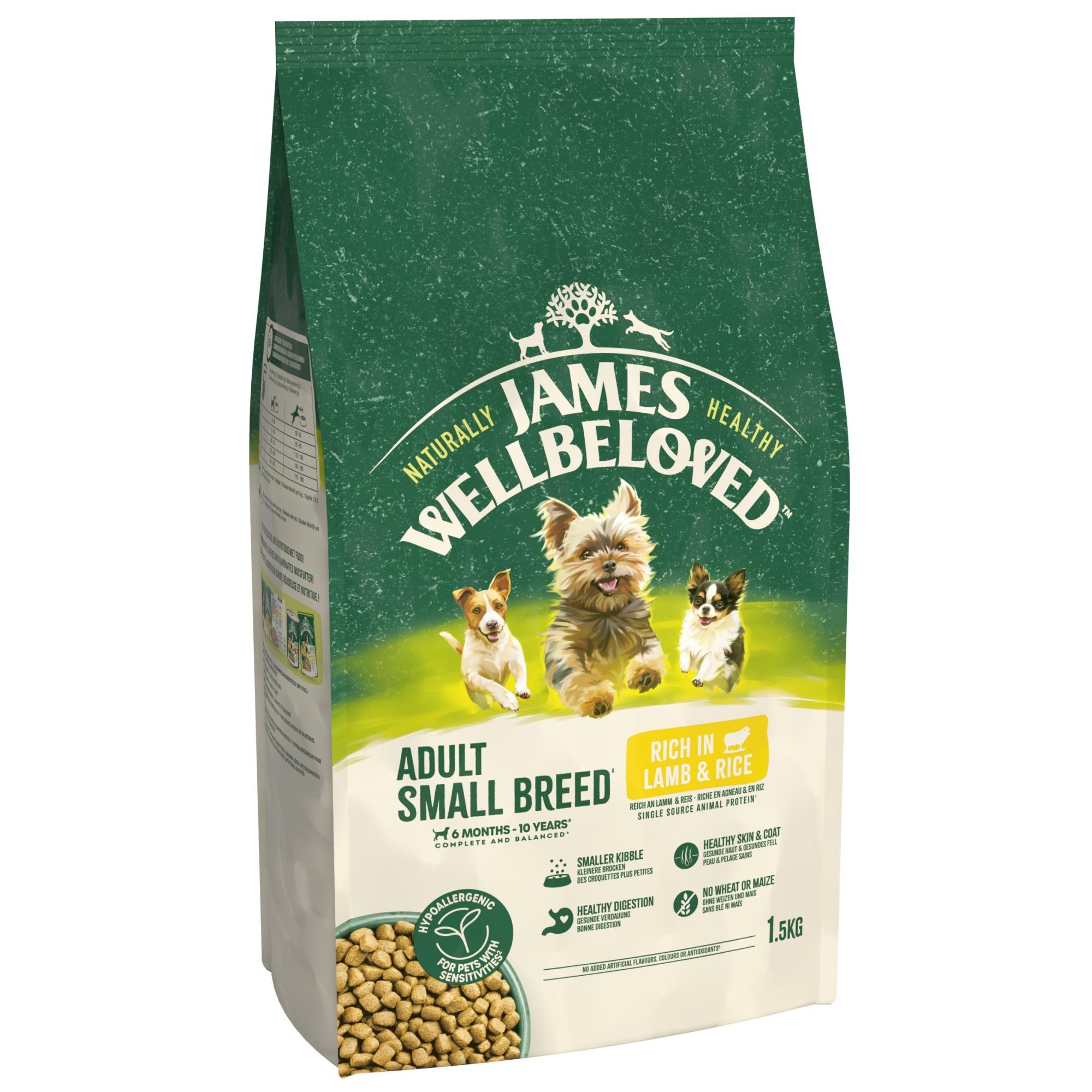James Wellbeloved Dry Dog Adult Small Breed Lamb & Rice 1.5kg Image 1