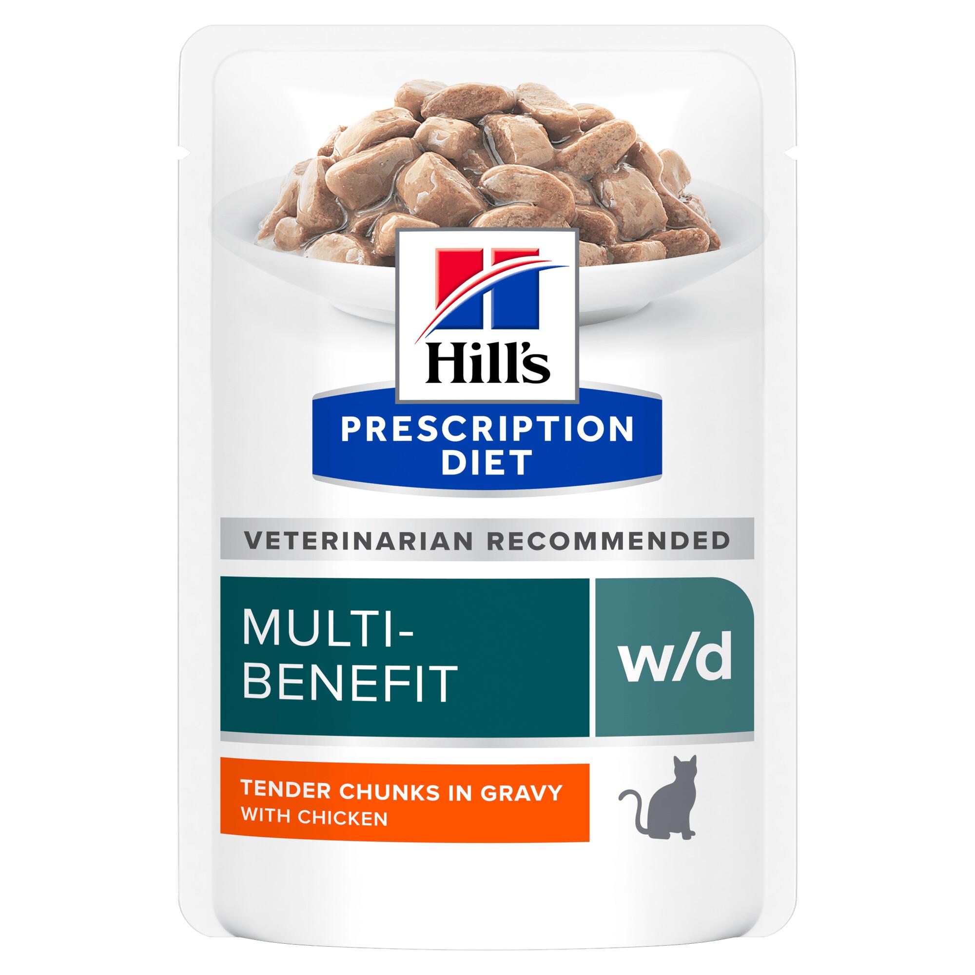 Hills Prescription Diet w/d Multi-Benefit Wet Cat Food 12x85g Pouch Image 1