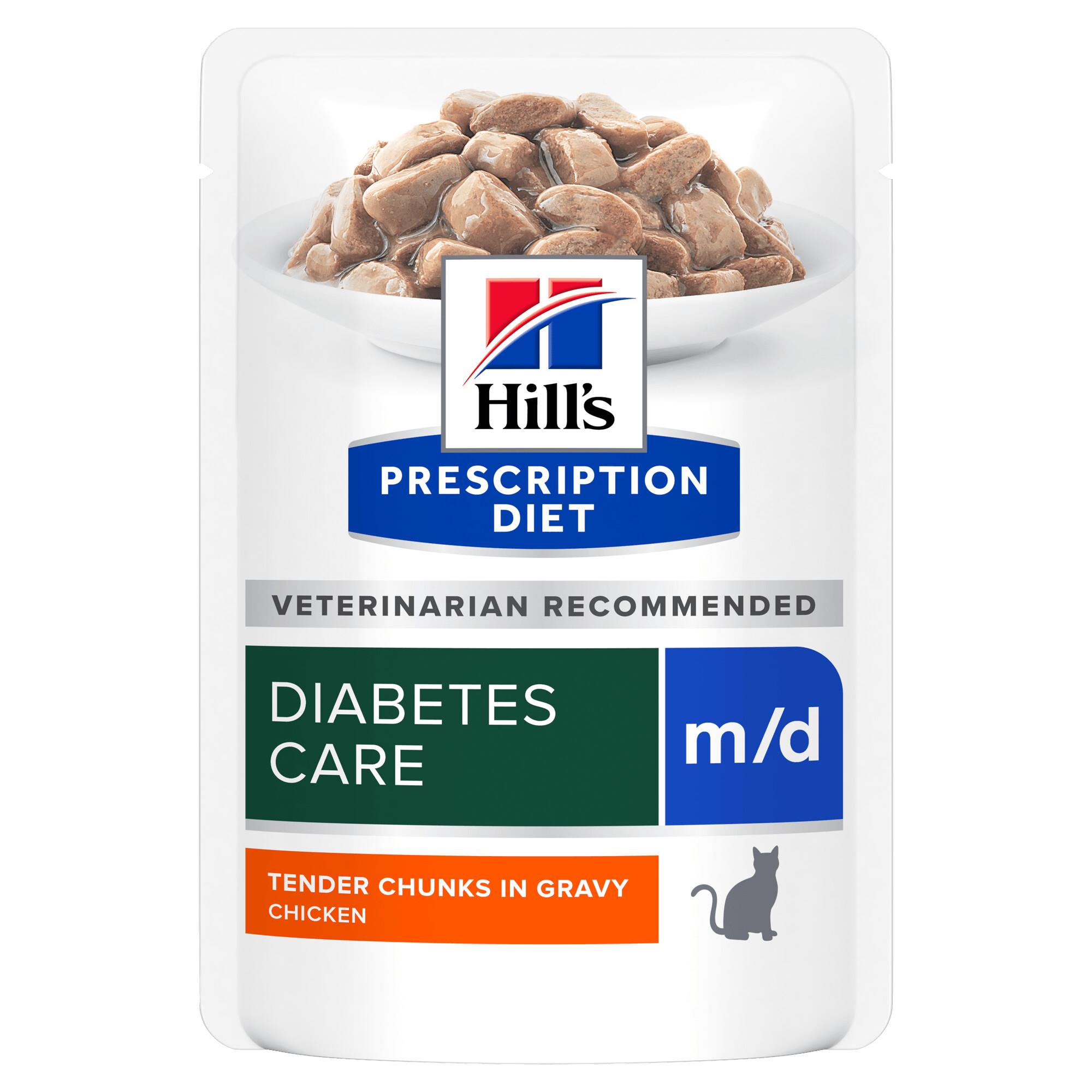 Hills Prescription Diet m/d Diabetes Care Wet Cat Food 12x85g Pouch Image 1